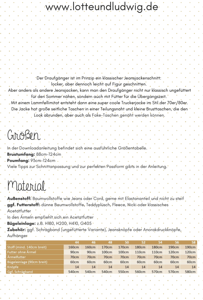 Preview: Papierschnittmuster Männer Jeansjacke Draufgänger Gr. 44-58